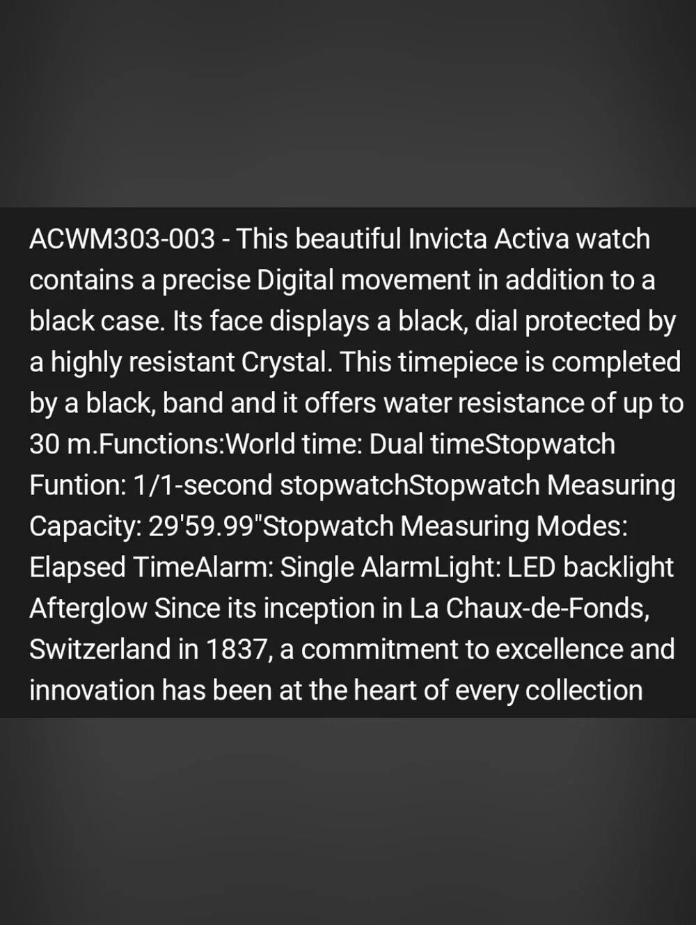 NWT Activa Signal X Invicta Digital Mens Unisex Watch 45.5mm Black ACWM303-003